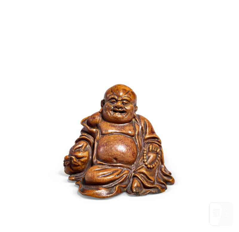 清 竹雕弥勒佛坐像